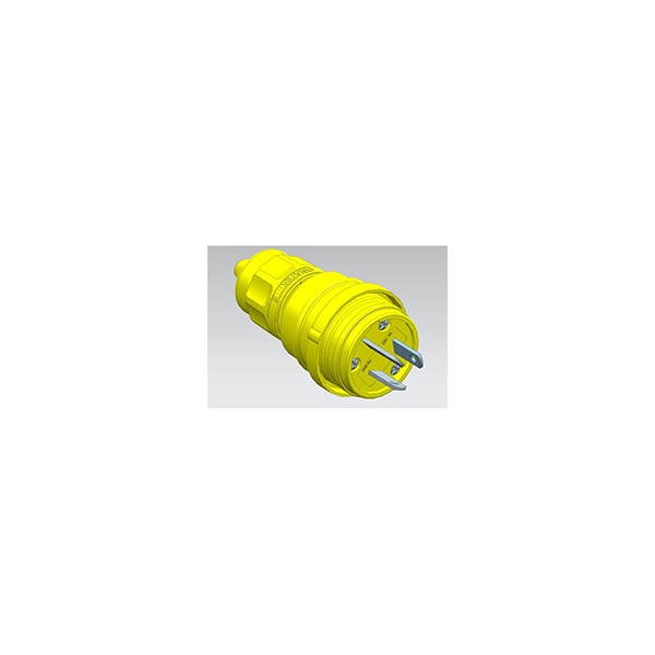 Woodhead Watertight Straight Blade Plug, Non-NEMA, 15 A, 250V AC, 3 Pole, Screw Terminals, Non-Grounded 14W07 - main